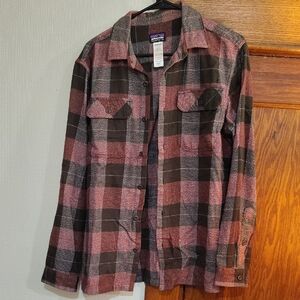 Patagonia Organic Cotton Plaid Shirt - Red and Brown